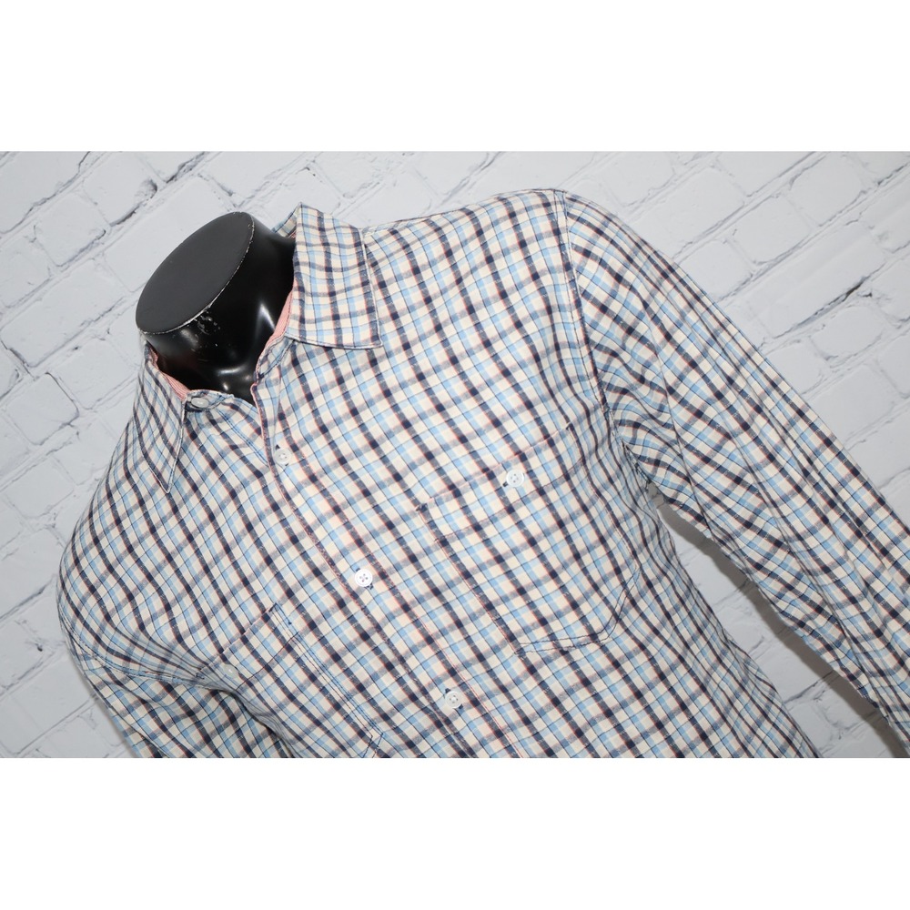 Carbon 2 Cobalt Drss Shirt Mens Large Blue Plaid Cotton Button Up Flip Cuffs
